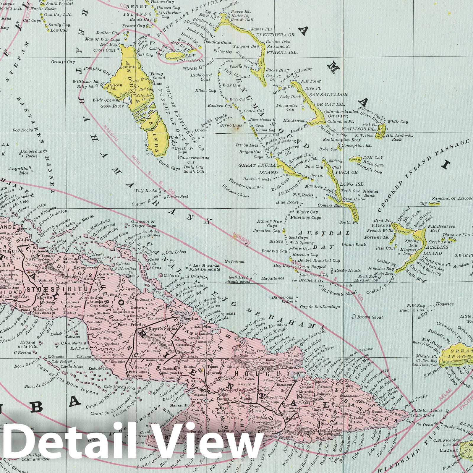 Cuba, Jamaica, and Santo Domingo - Railroad Map, 1889