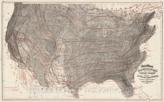 Historic Map : 1874 Climatological Map of the United States. - Vintage Wall Art