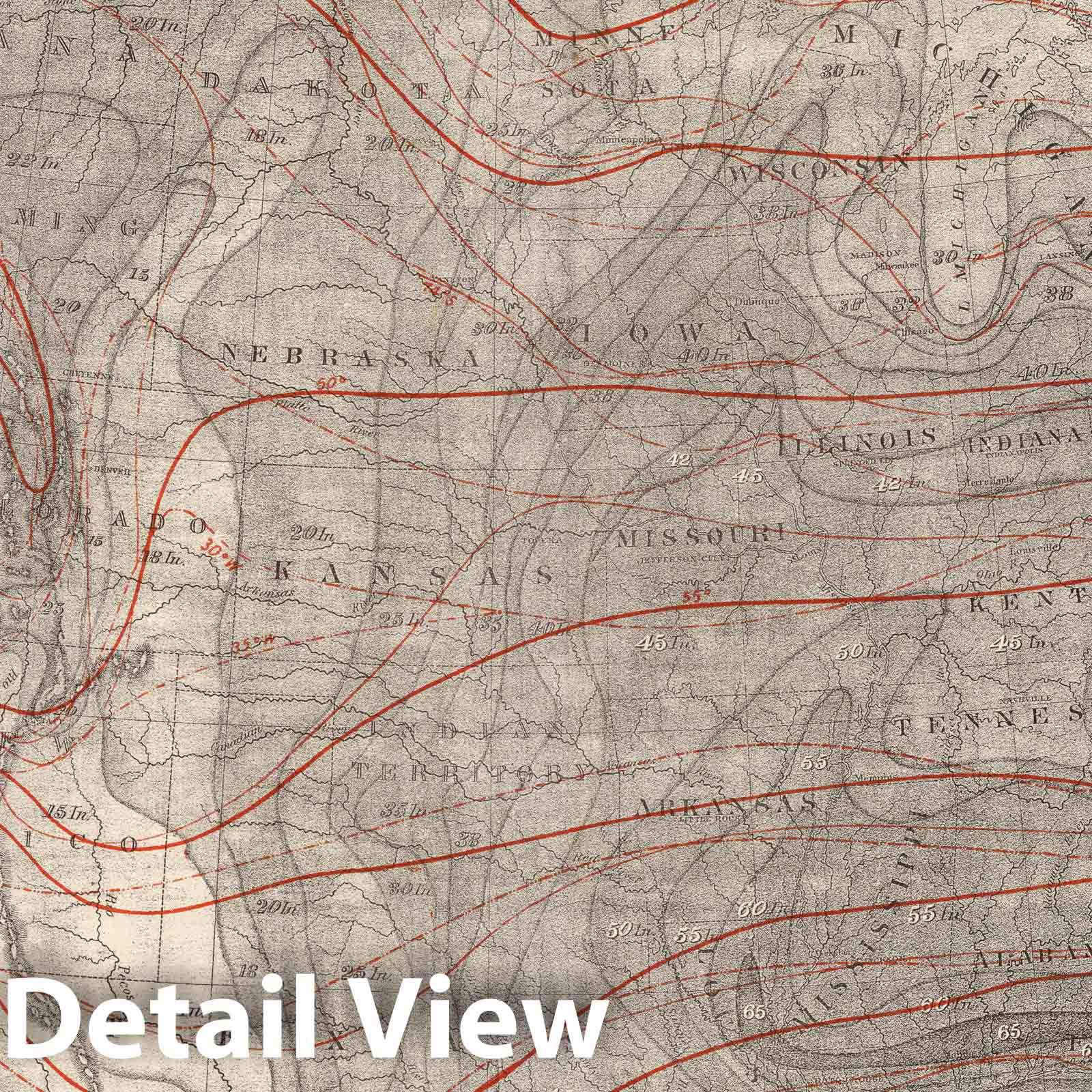 Historic Map : 1874 Climatological Map of the United States. - Vintage Wall Art