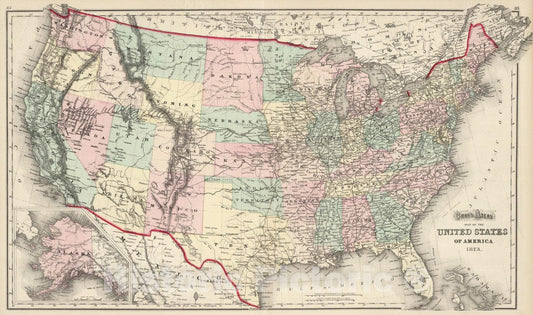 Historic Map : 1873 United States. - Vintage Wall Art