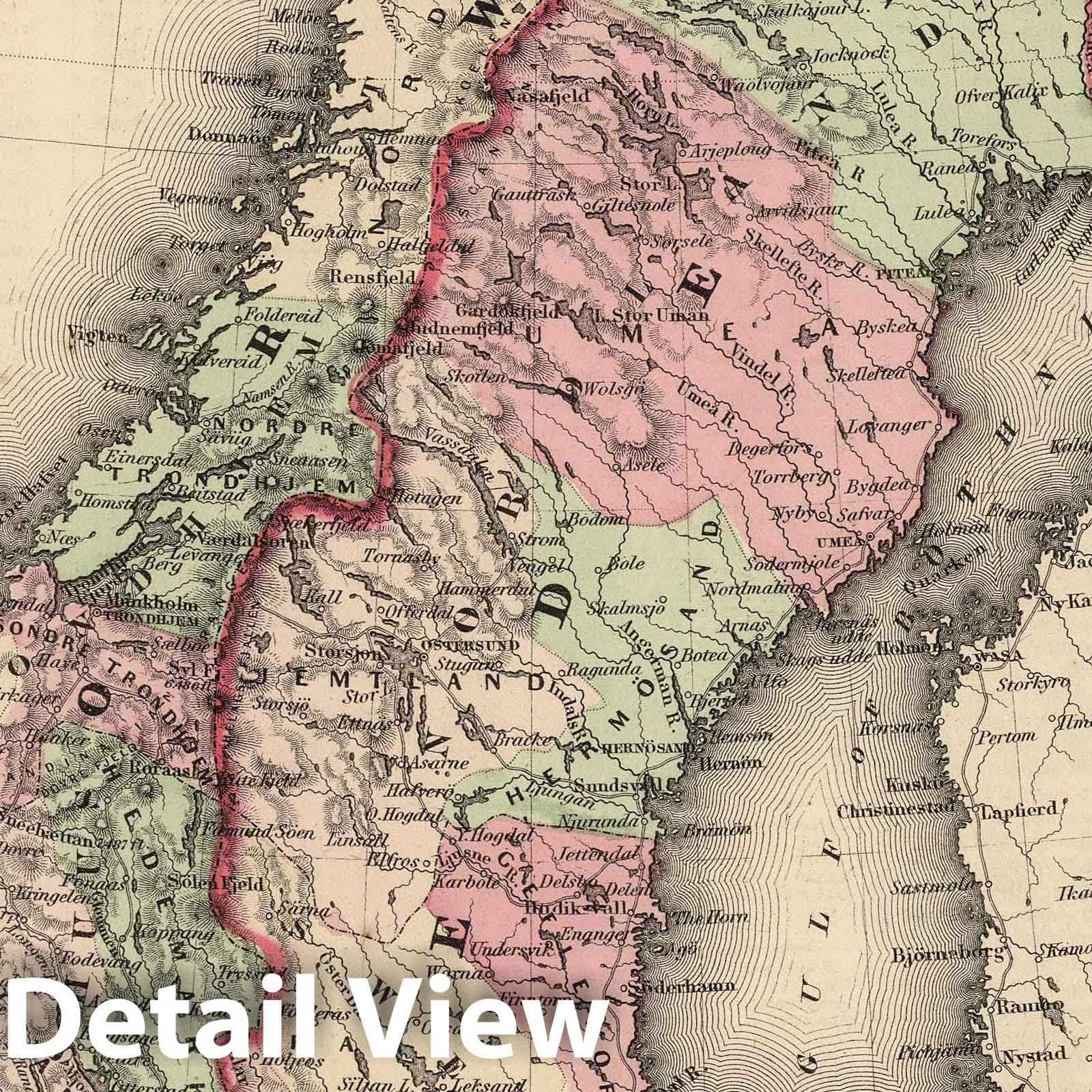Sweden and Norway - Boundary Map, 1866 - Colton's Atlas Historical Print