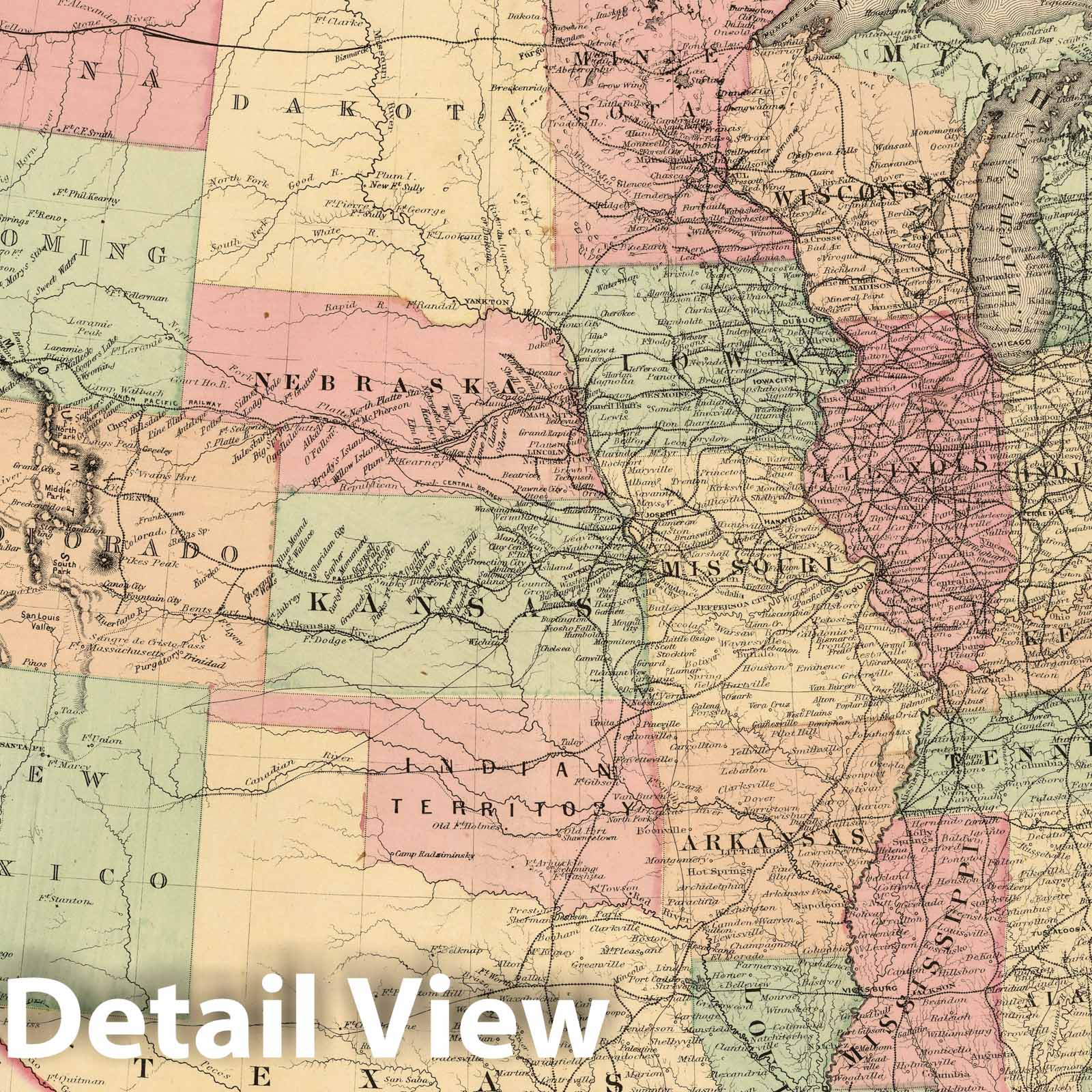 Historic Map : 1875 Railroad Map of the United States. - Vintage Wall Art