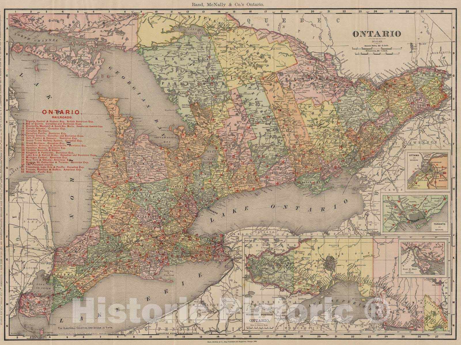 Historic Map : 1902 Ontario - Vintage Wall Art
