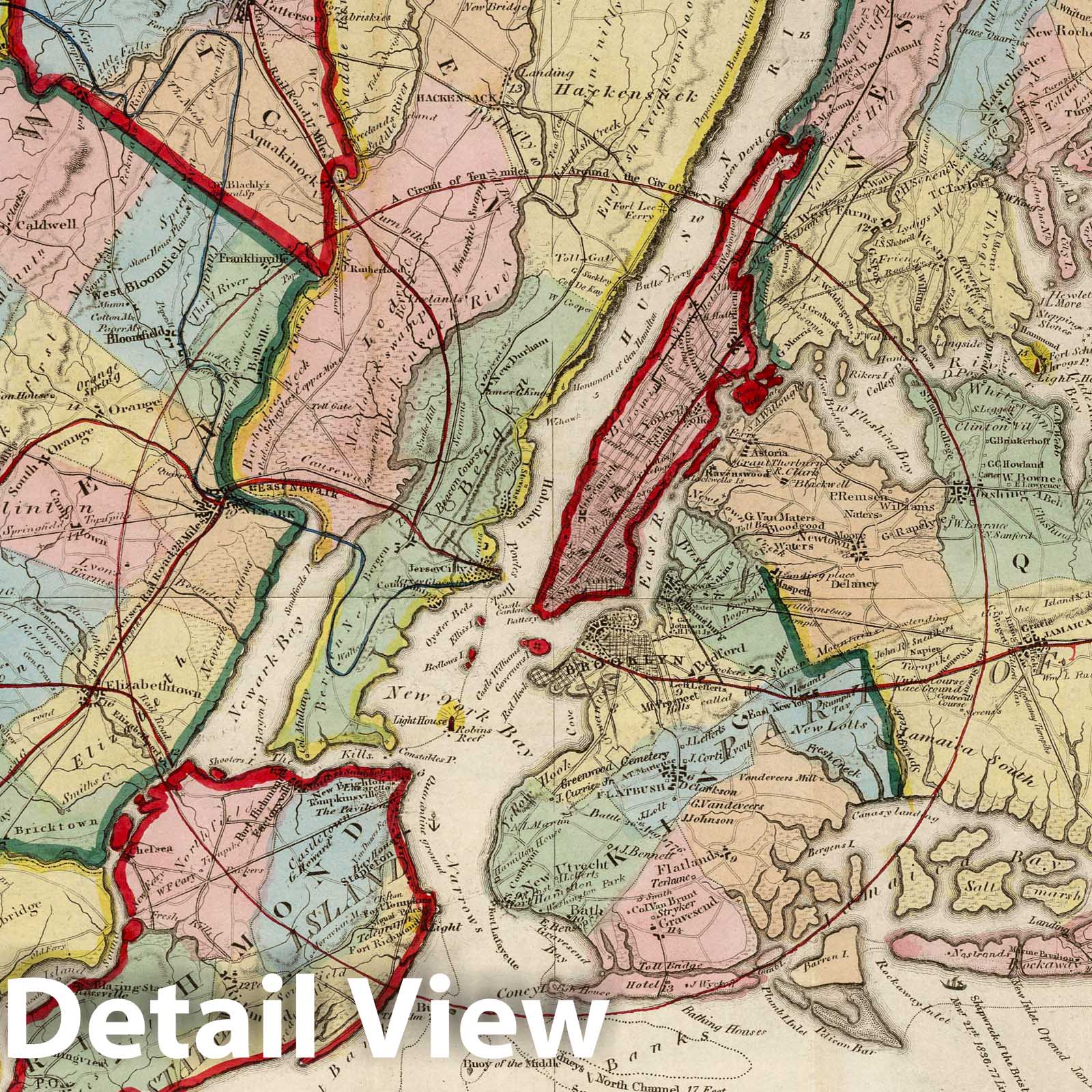 New York City and Surrounding Region - Railroad Map, 1839