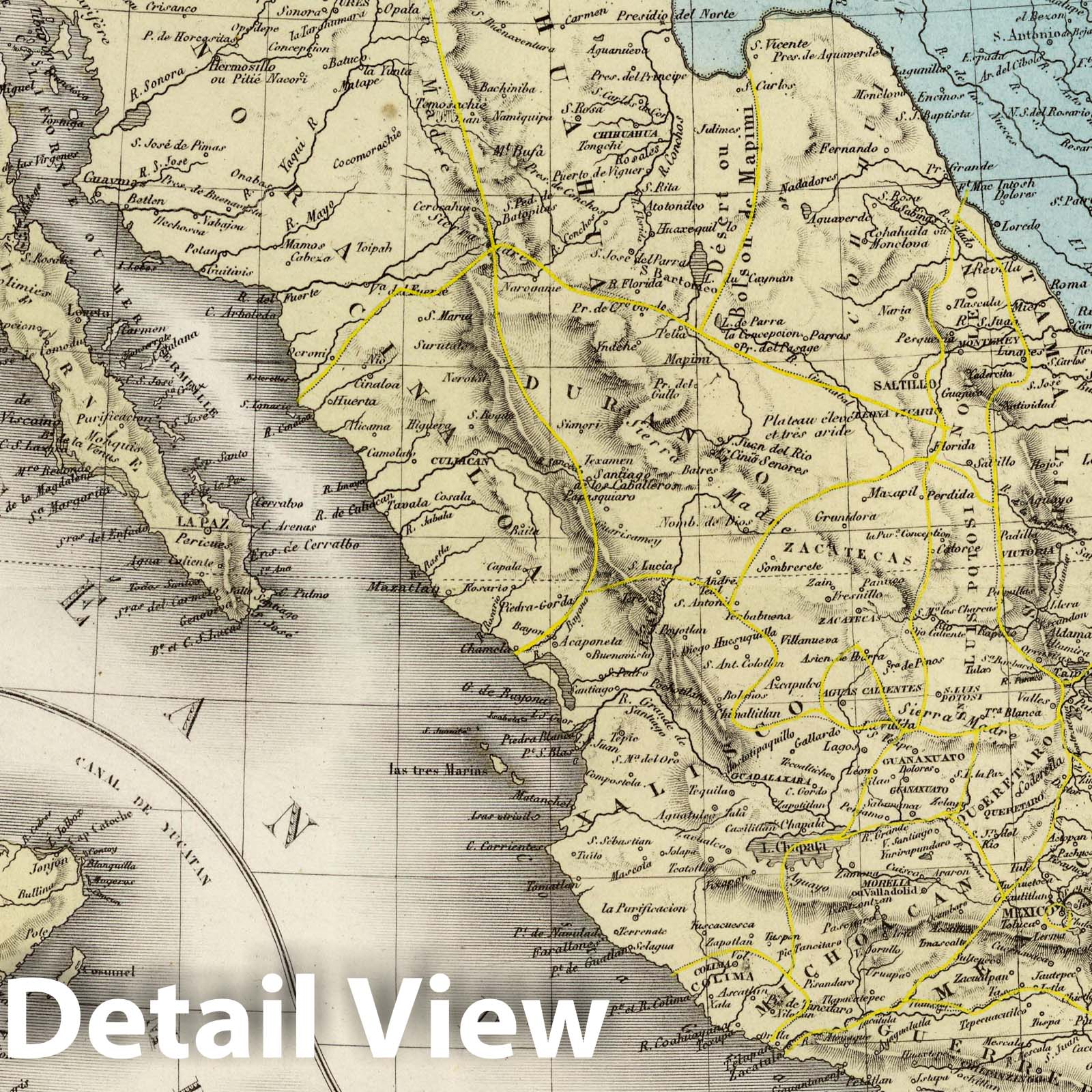Mexico, Central America & Southwestern United States - Railroad Map, 1875