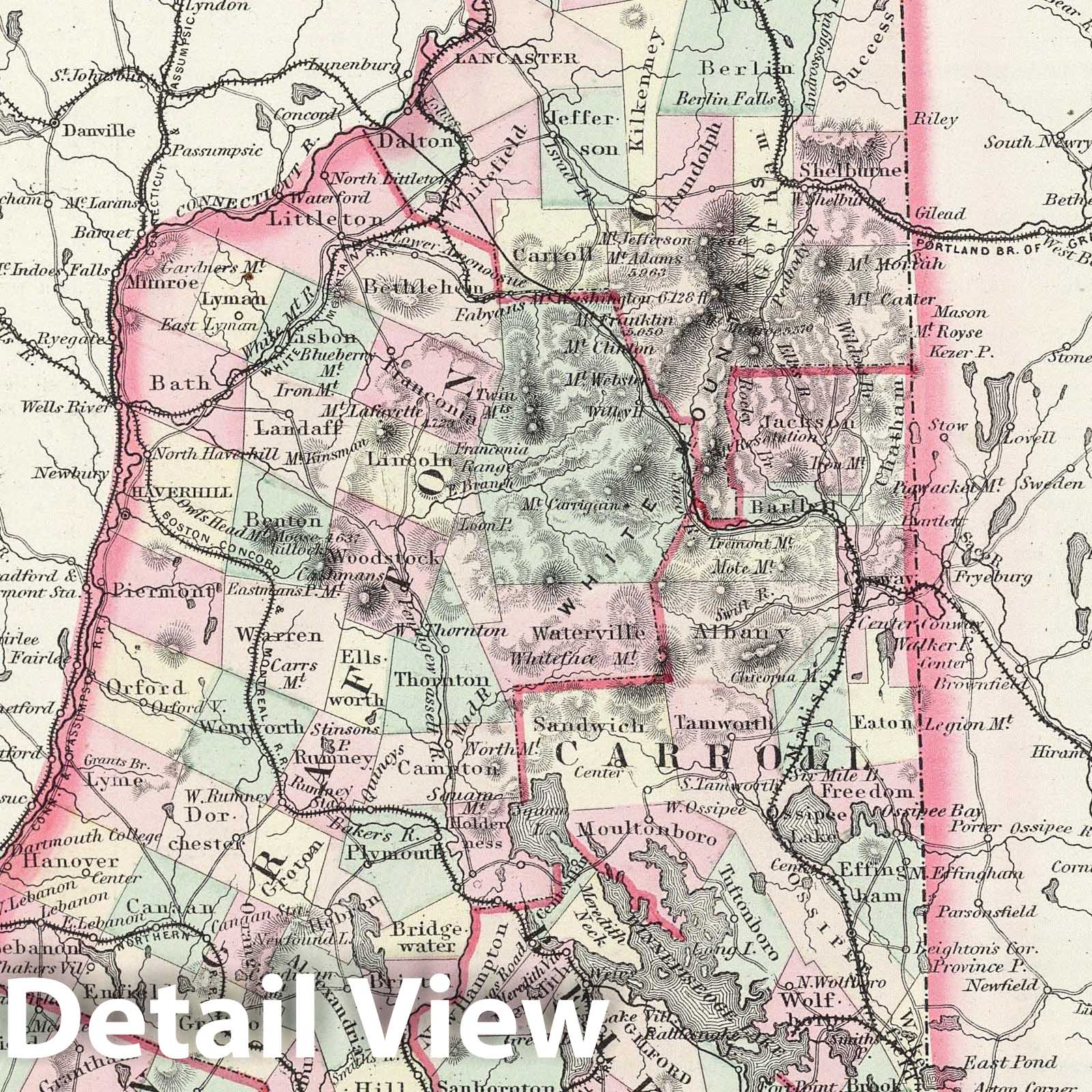 New Hampshire, 1874 - Historical Map Print