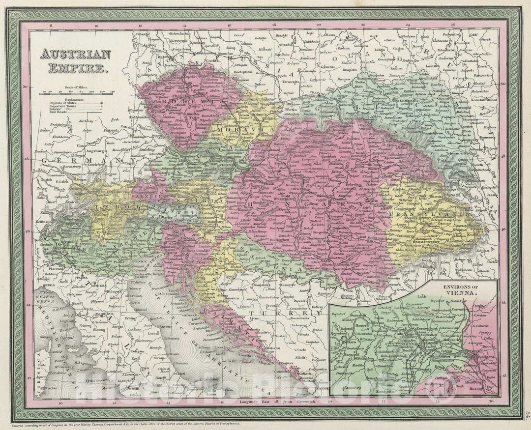 Historic Map : 1855 Austrian Empire - Vintage Wall Art
