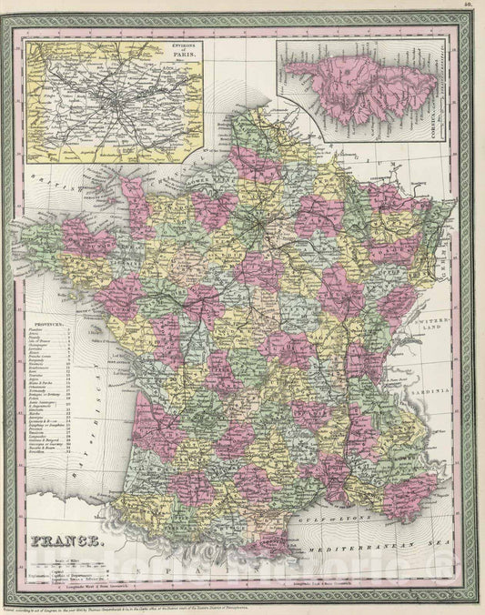 Historic Map : 1855 France - Vintage Wall Art