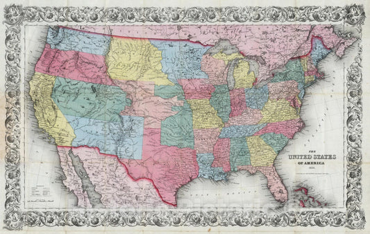 Historic Map : 1853 The United States of America : Vintage Wall Art
