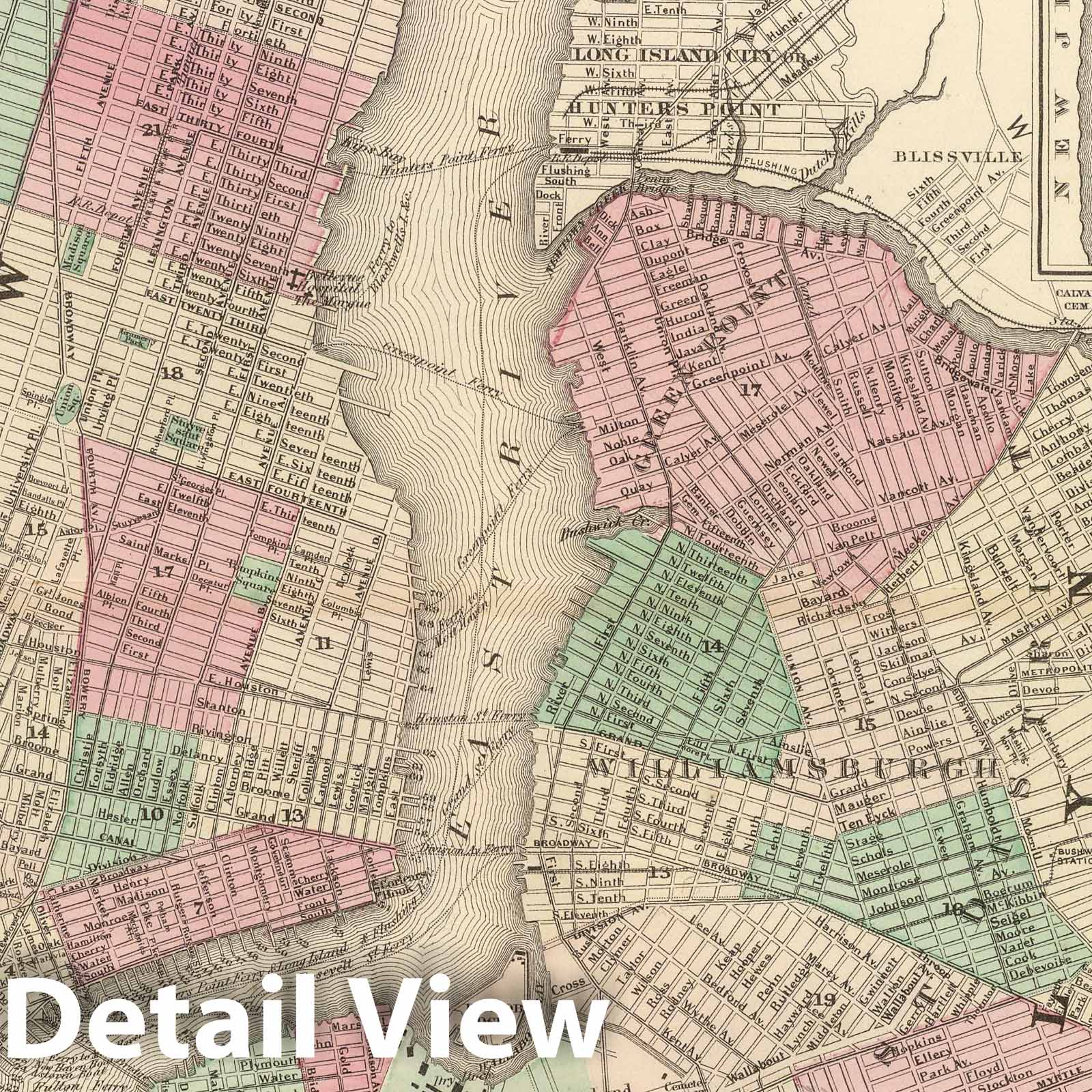 New York City and Brooklyn Railroad Map, 1886 - Historical Map Print