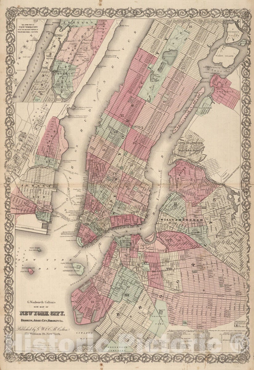 New York City, Brooklyn, Jersey City, and Hoboken - Boundary Map, 1866