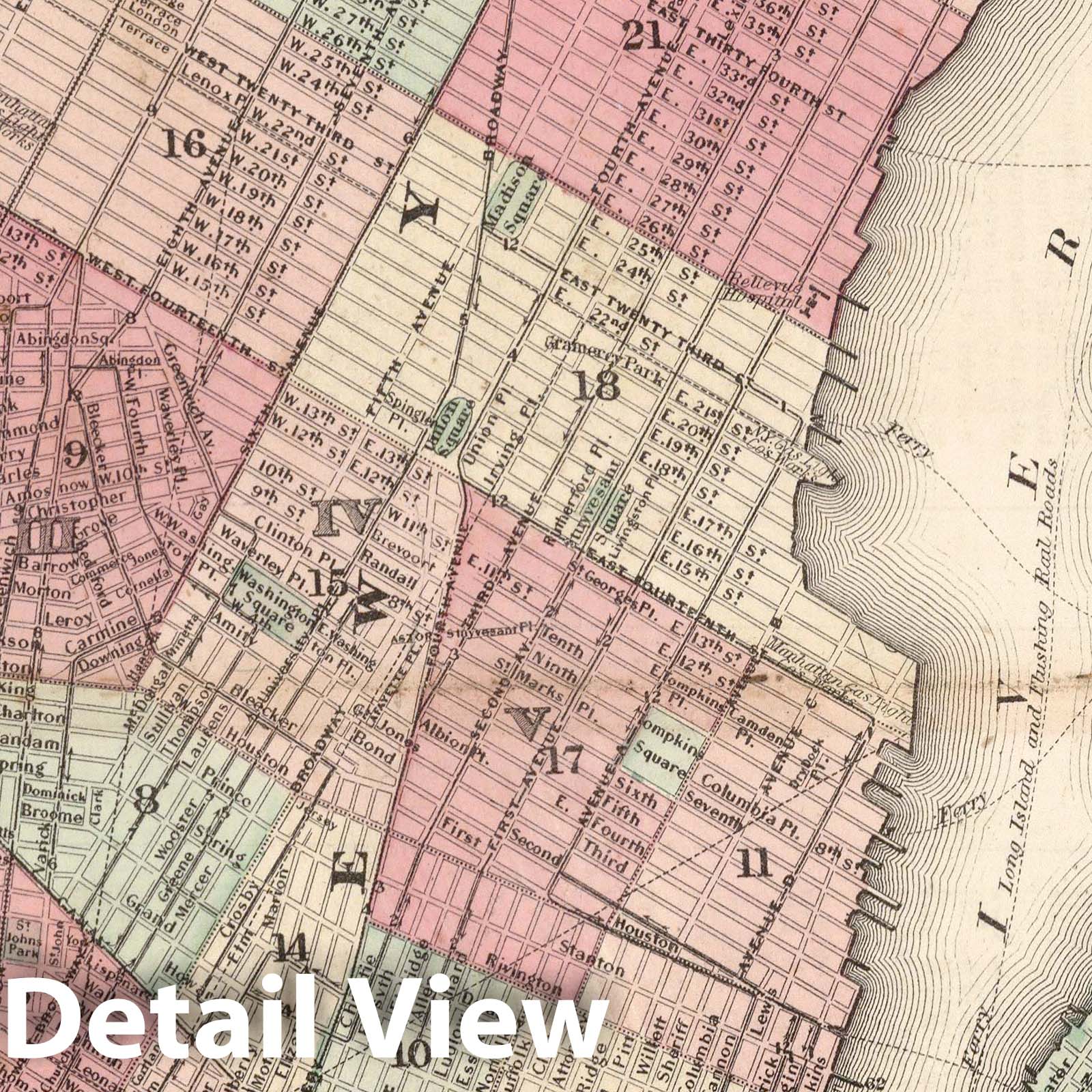 New York City, Brooklyn, Jersey City, and Hoboken - Boundary Map, 1866