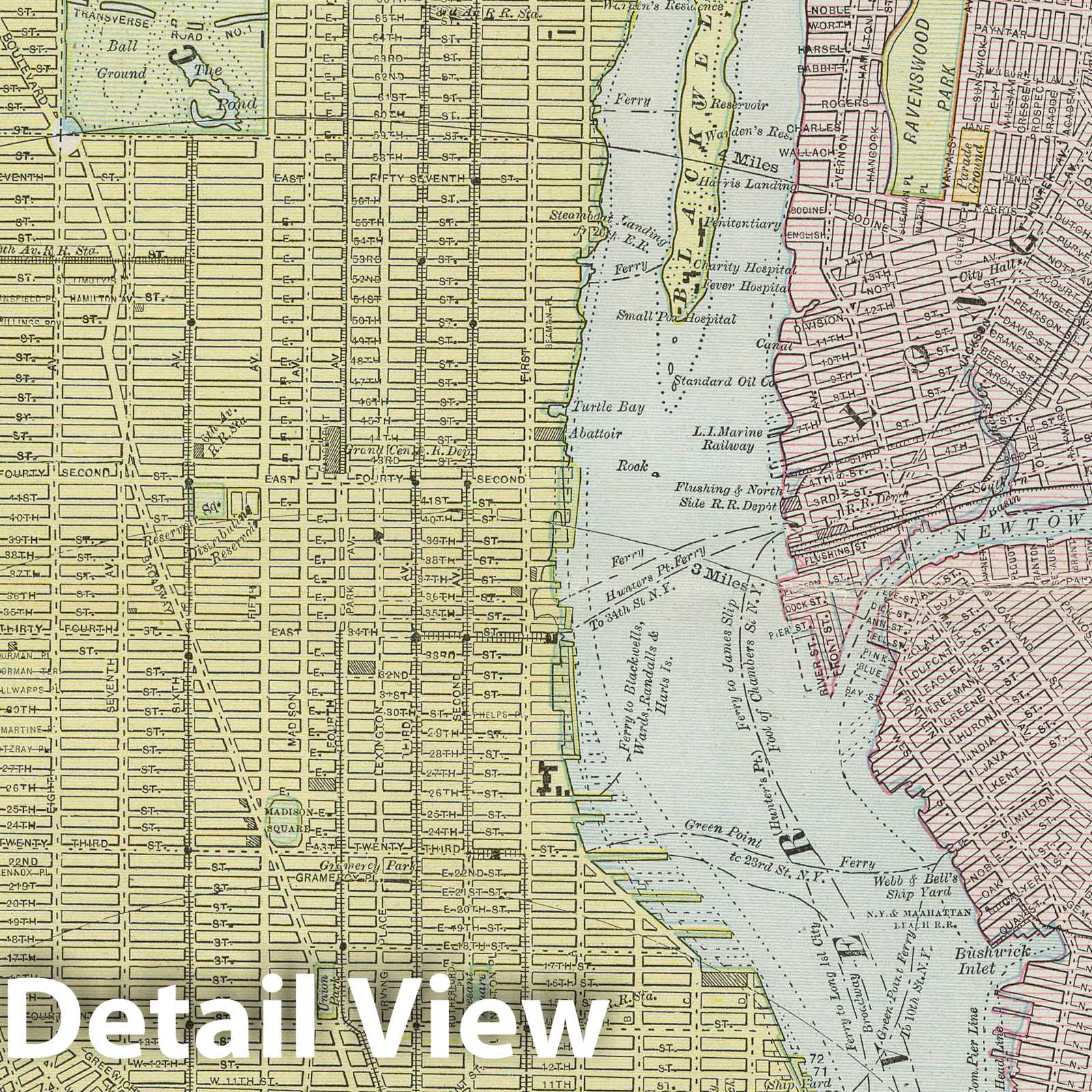 New York City and Vicinity, 1889 - Historical Map Print