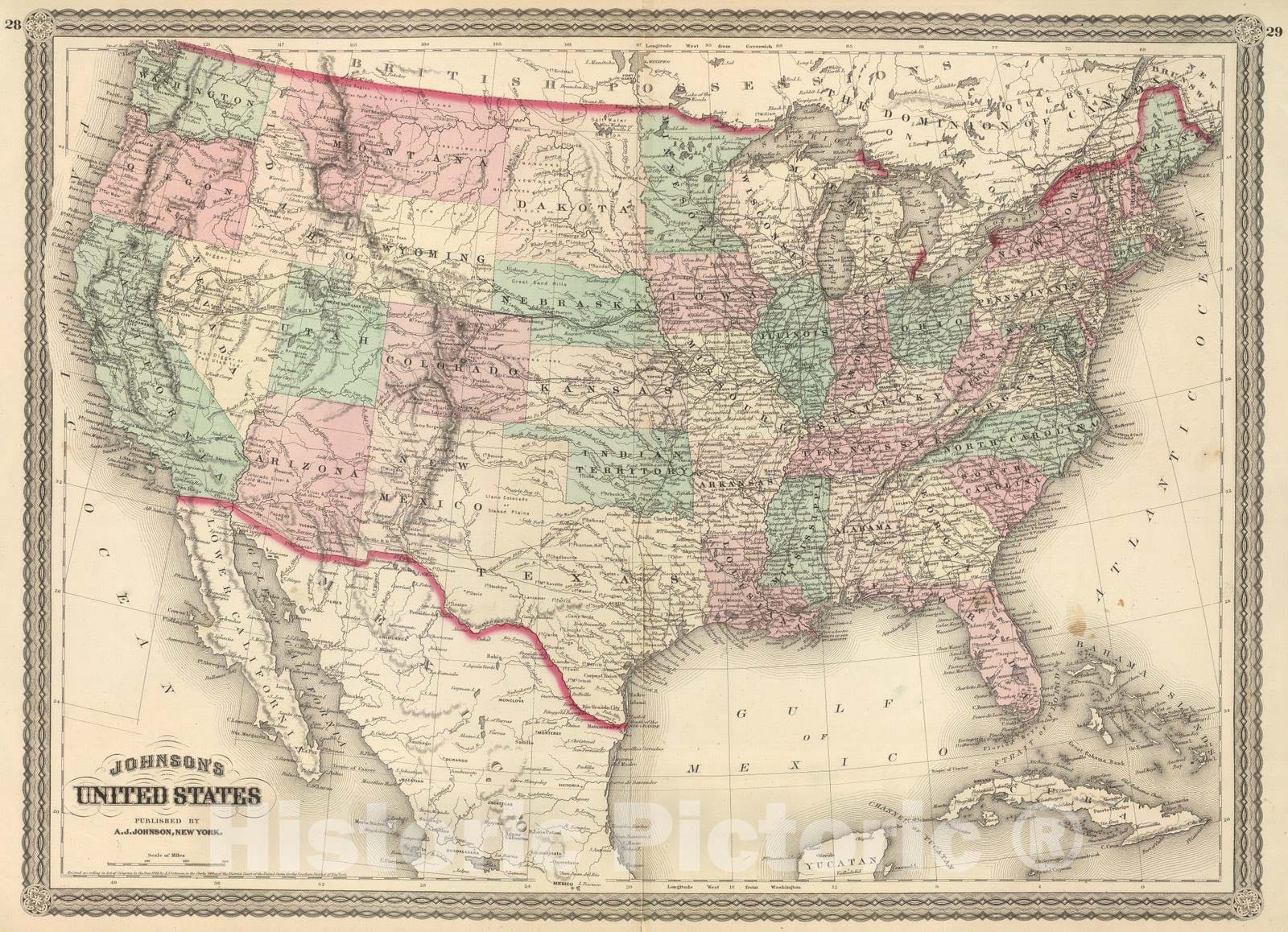 Historic Map : 1886 United States. v2 - Vintage Wall Art