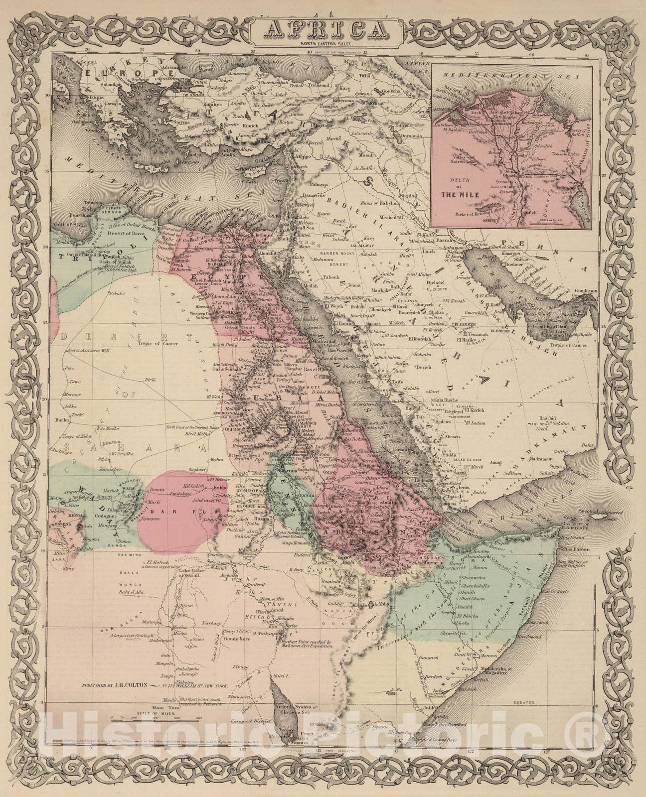 Historic Map : 1866 North Eastern Africa. - Vintage Wall Art