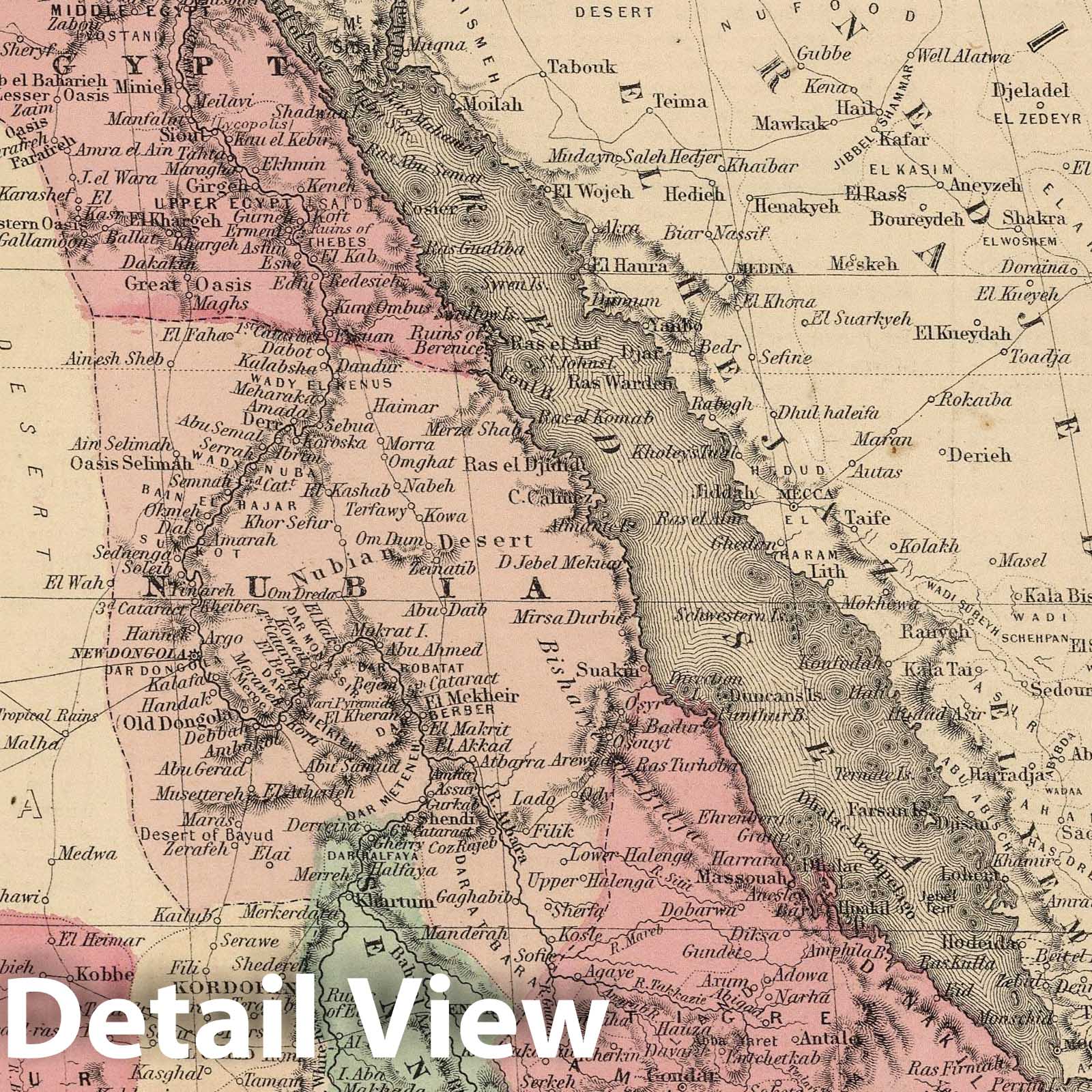 Northeastern Africa with Nile Delta Inset - Boundary Map, 1866