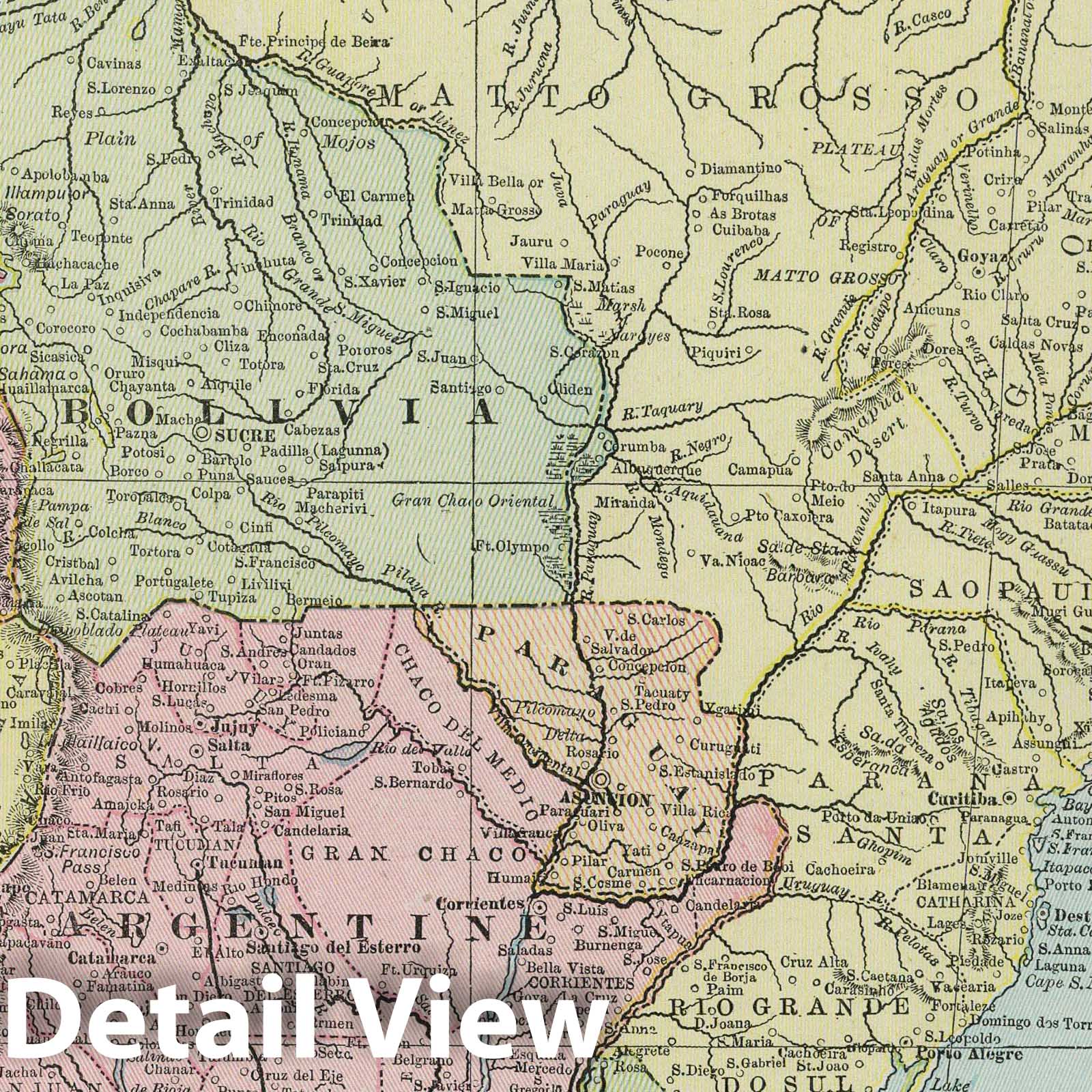 South America - Railroad Map, 1889 - Historical Atlas Reproduction
