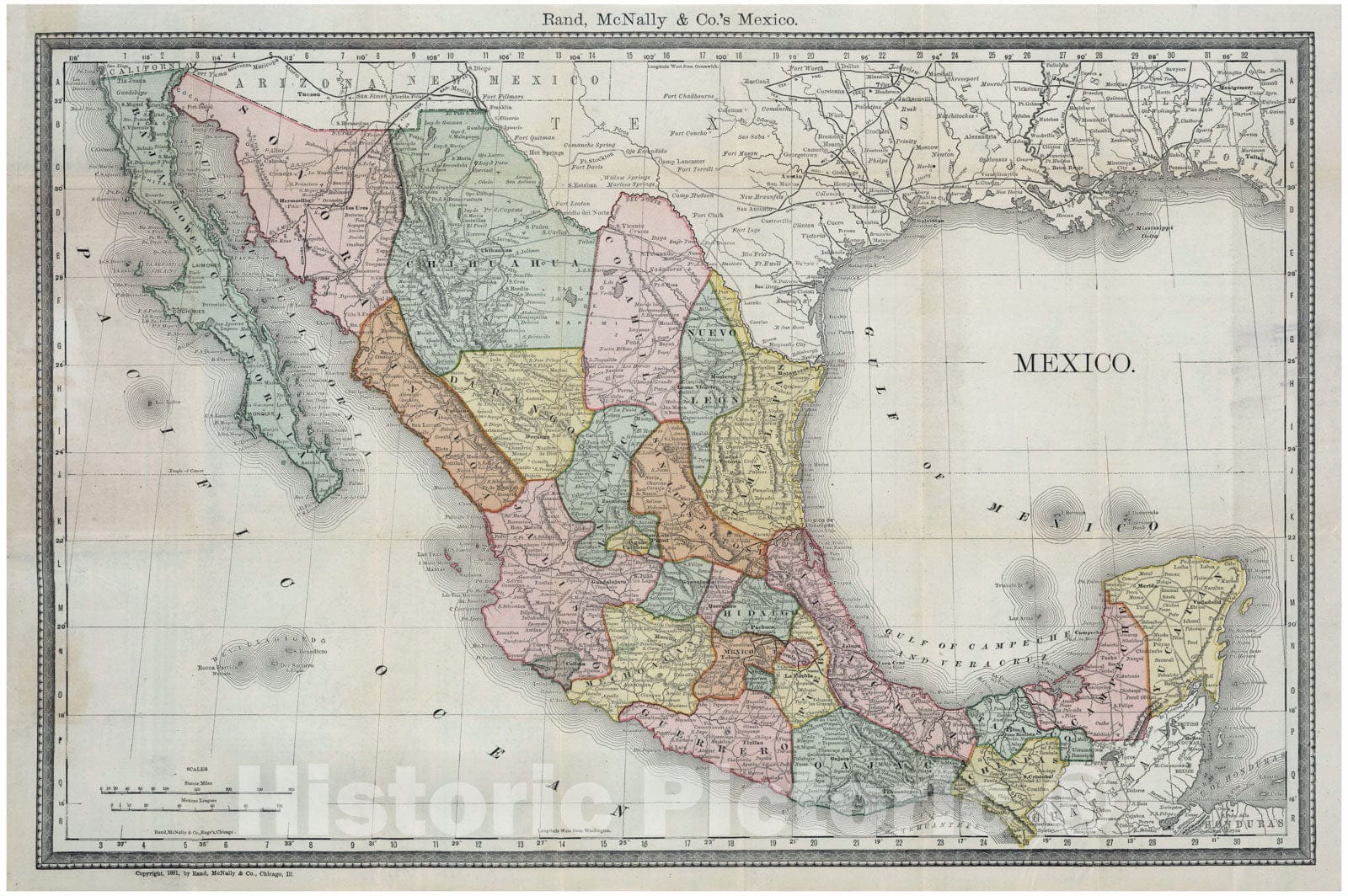 Historic Map : 1881 [Mexico] : Vintage Wall Art