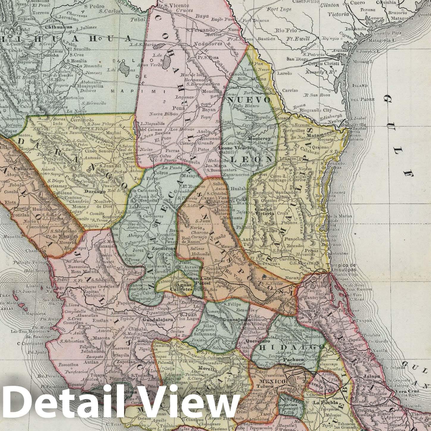 Mexico - Railroad Map, 1881 - Historical Map Print