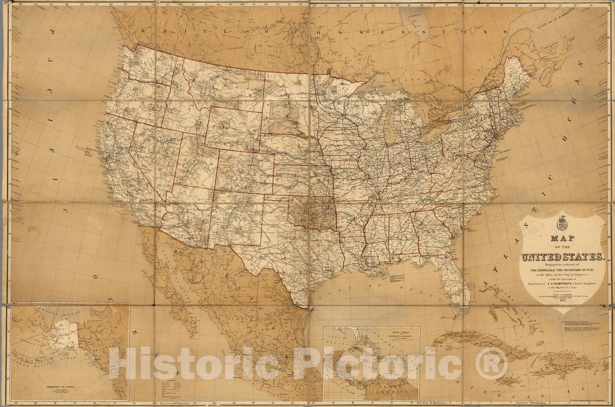 Historic Map : Case Map - 1877 Map Of The United States. - Vintage Wall Art
