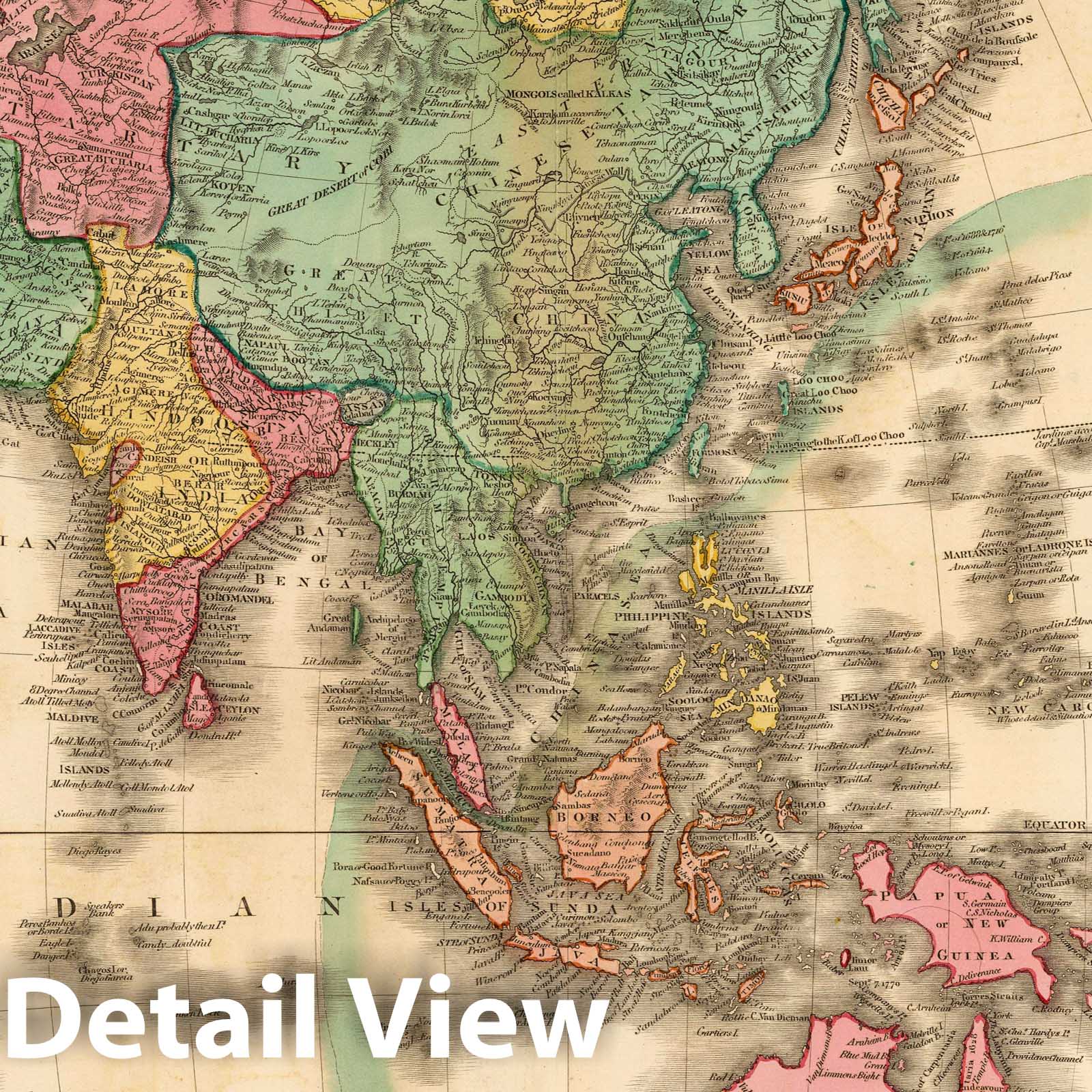 Asia, 1824 - Historical Map Print from Tanner's American Atlas