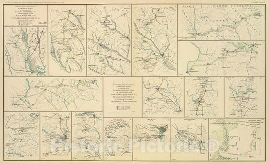 Historic Map : Military Atlas - 1895 Campaign maps Savannah-Washington, D.C. - Vintage Wall Art