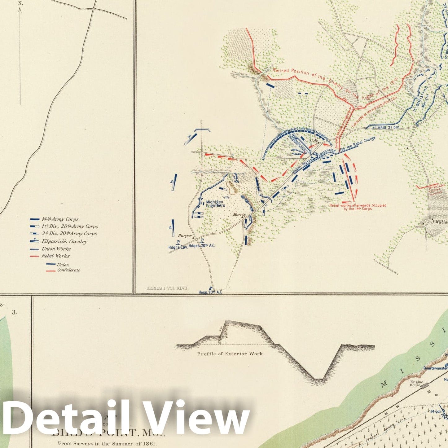 Civil War: Bentonville, Savannah, Bird's Point - Military Map, 1895