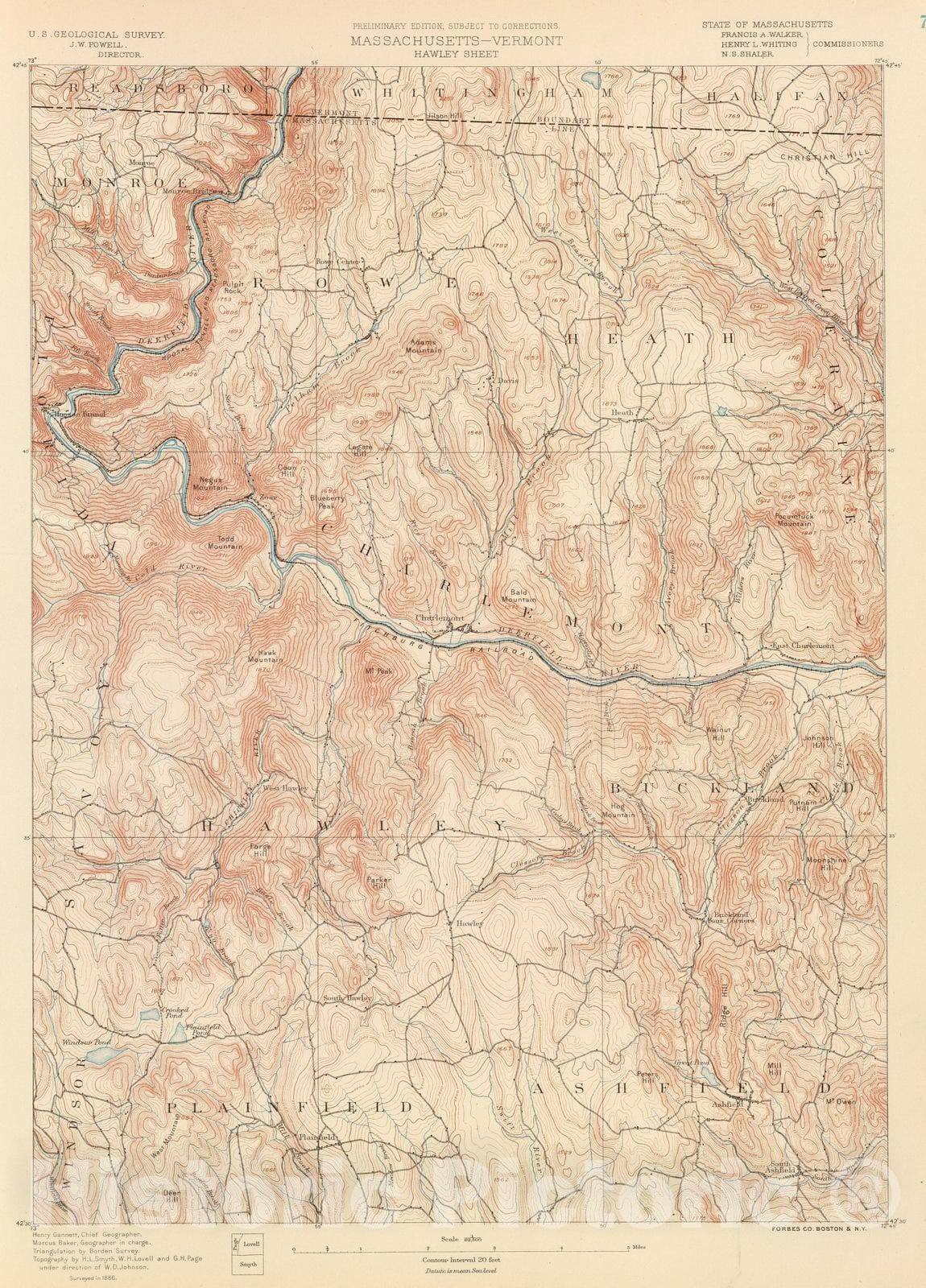 Historic Map : 1890 7. Hawley sheet. - Vintage Wall Art
