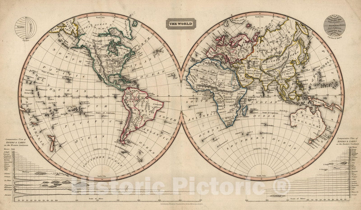 Historic Map : School Atlas - 1828 The World - Vintage Wall Art