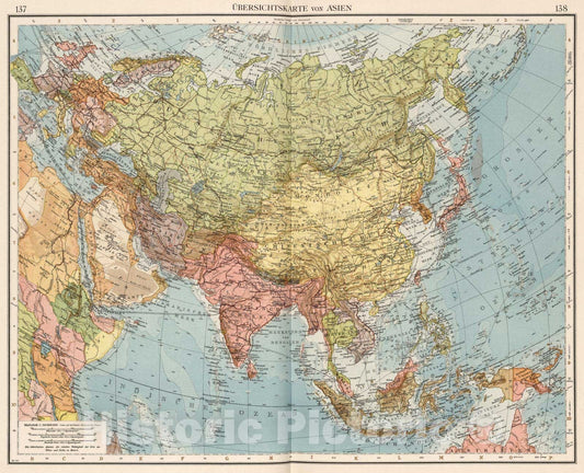 Historic Map : 1905 Ubersichtskarte von Asien - Vintage Wall Art