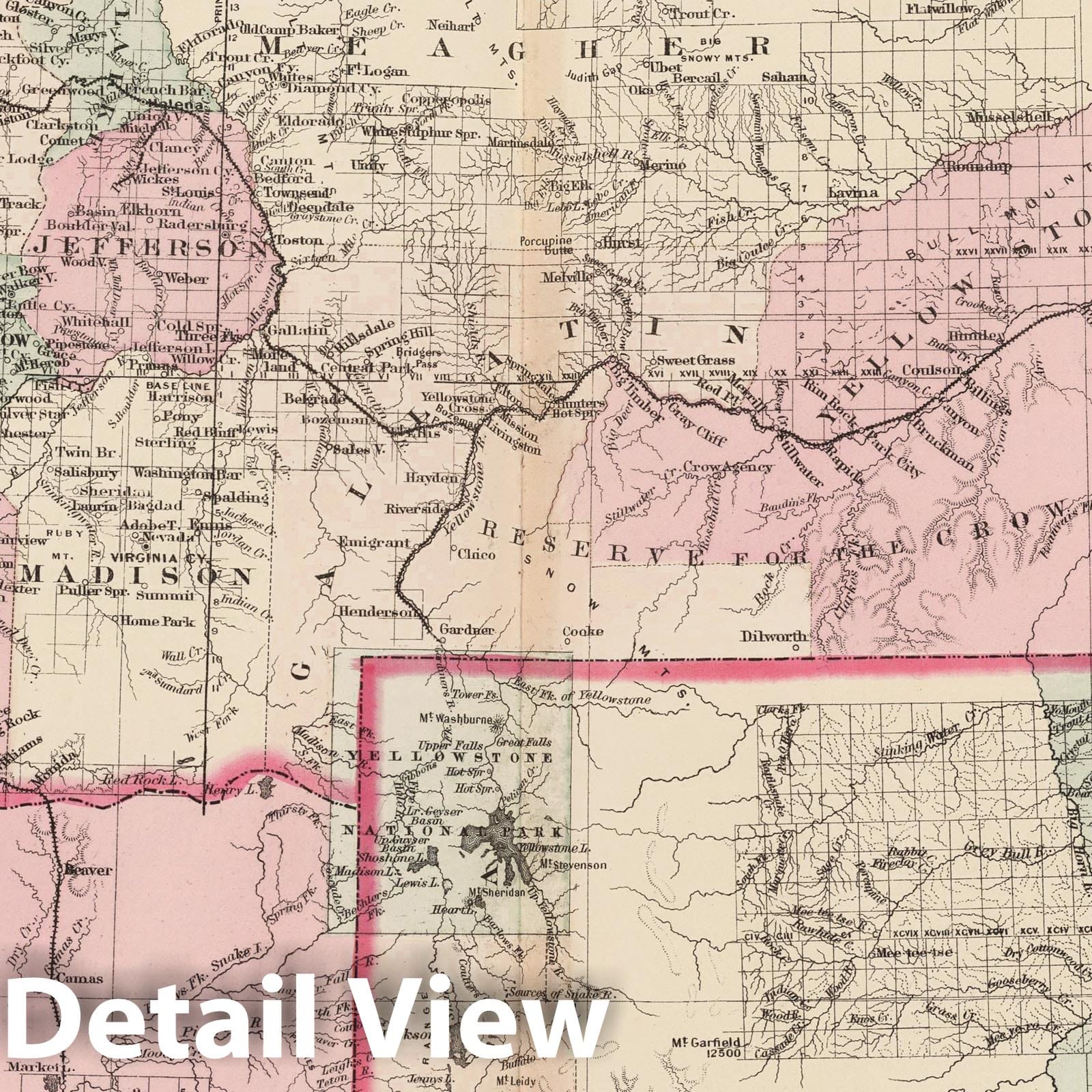 Montana, Idaho and Wyoming 1886 Historical Map Print