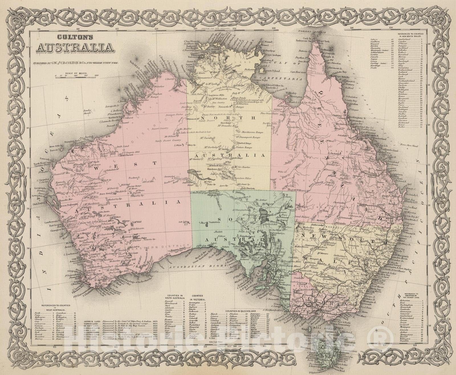Historic Map : 1886 Australia. v2 - Vintage Wall Art