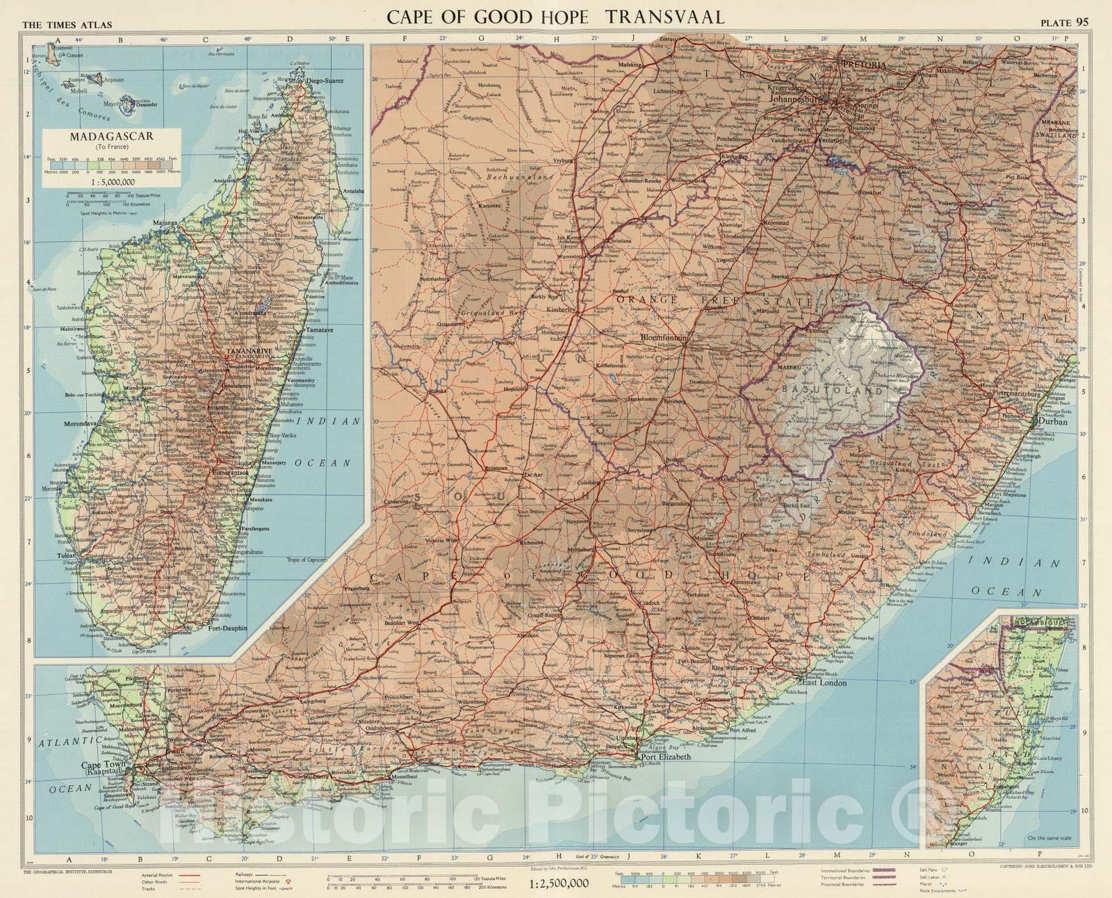 Historic Map : 1956 Cape of Good Hope, Transvaal, Plate 95, V. IV - Vintage Wall Art