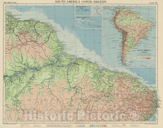 Historic Map : 1957 South America, Lower Amazon, Plate 115, Vol. V - Vintage Wall Art