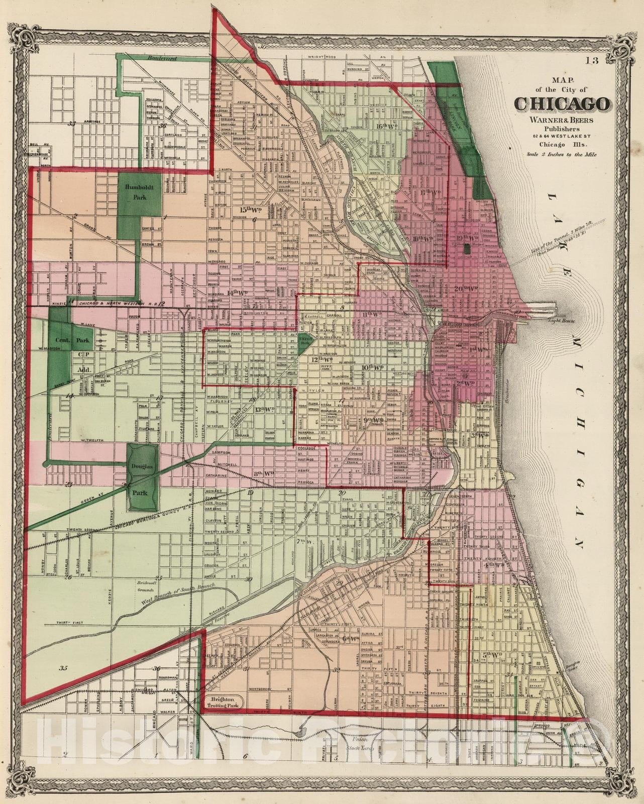Historic Map : National Atlas - 1872 City of Chicago. - Vintage Wall Art