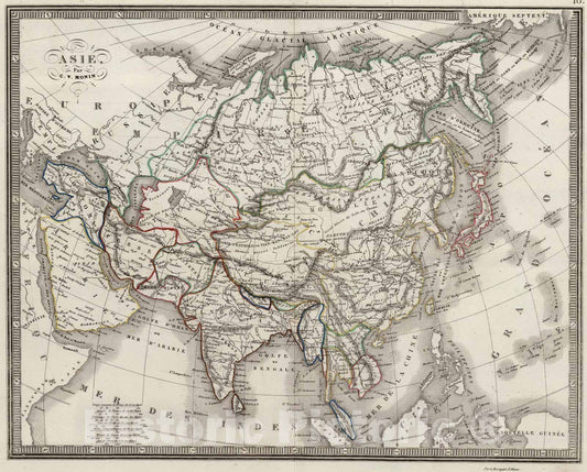 Historic Map : School Atlas - 1839 Asie. - Vintage Wall Art