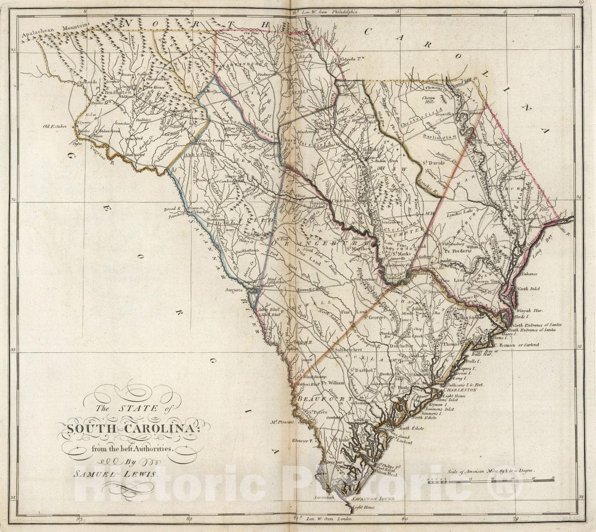 Historic Map : 1818 South Carolina. - Vintage Wall Art