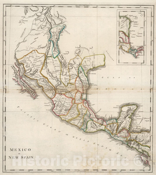 Historic Map : 1818 Mexico or New Spain. - Vintage Wall Art