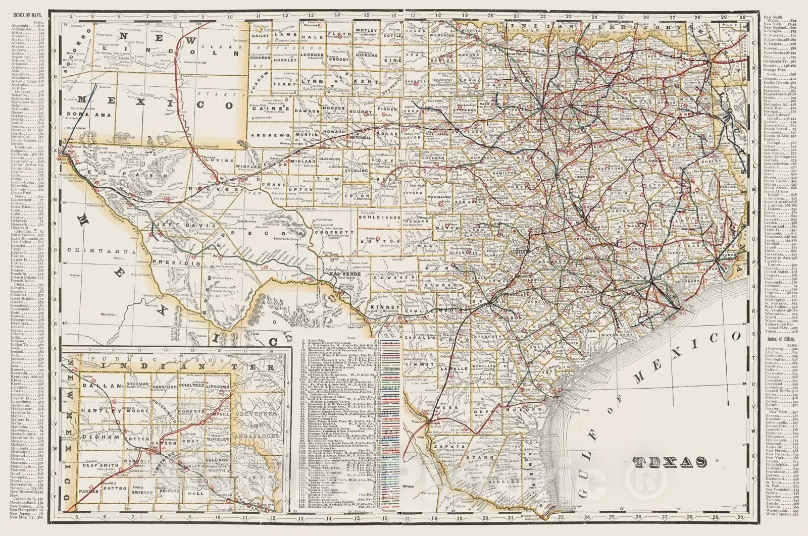 Historic Map : 1901 Texas. - Vintage Wall Art