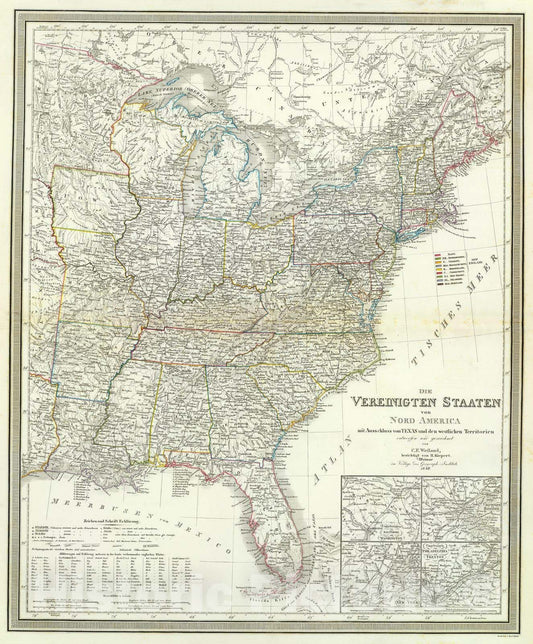 Historic Map : United States, 1849 Vereinigten Staaten v. N. America. , Vintage Wall Art