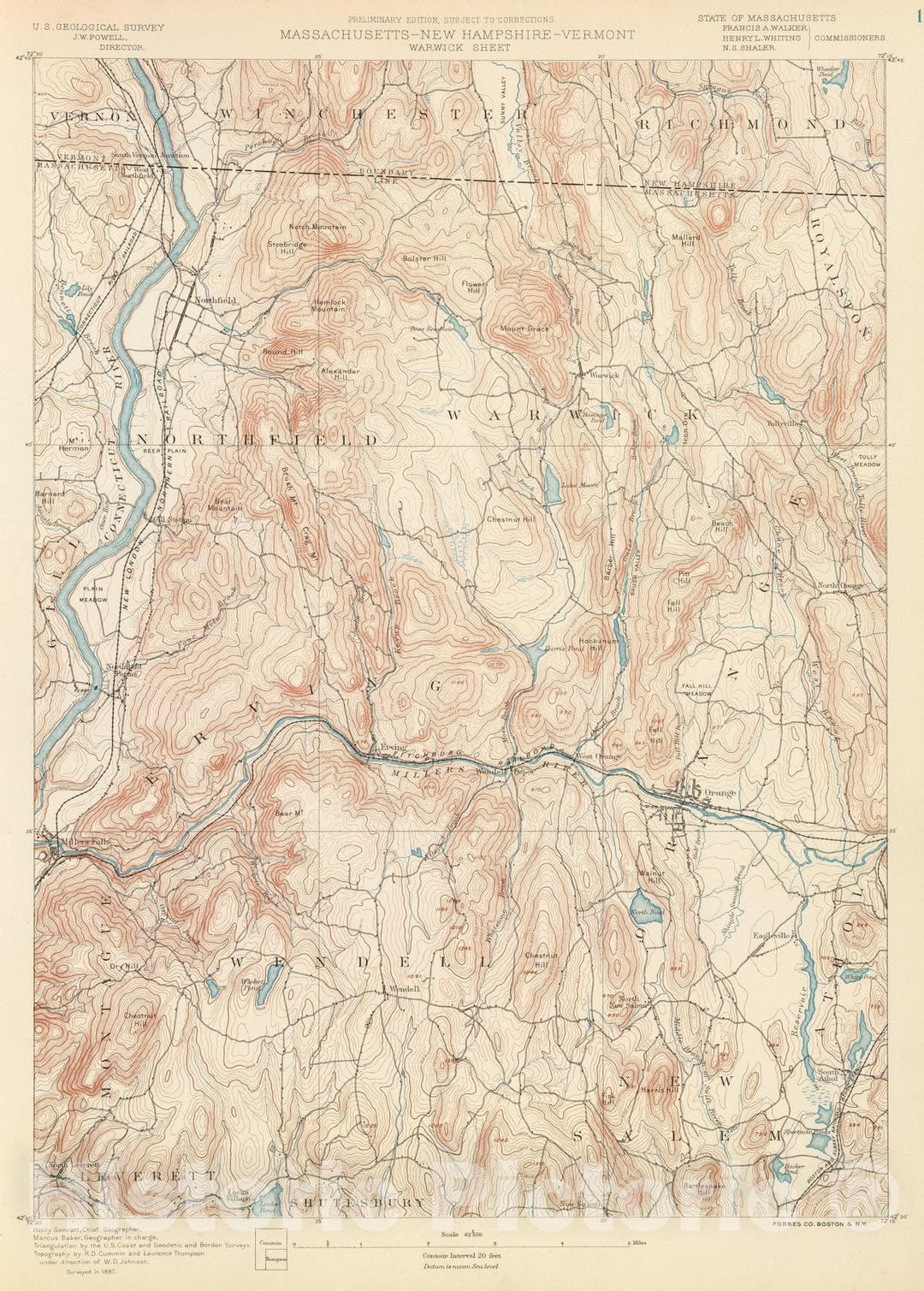 Historic Map : 1890 13. Warwick sheet. - Vintage Wall Art