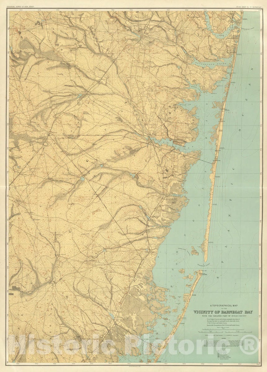 Historic Map : 1888 13 Barnegat. - Vintage Wall Art
