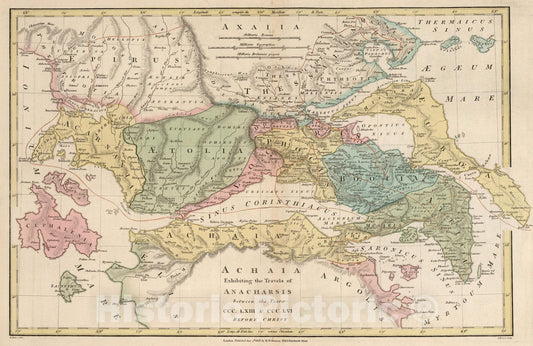 Historic Map : 1818 Exhibiting the Travels of Anacharsis between the Years 363 BC - 356 BC. - Vintage Wall Art