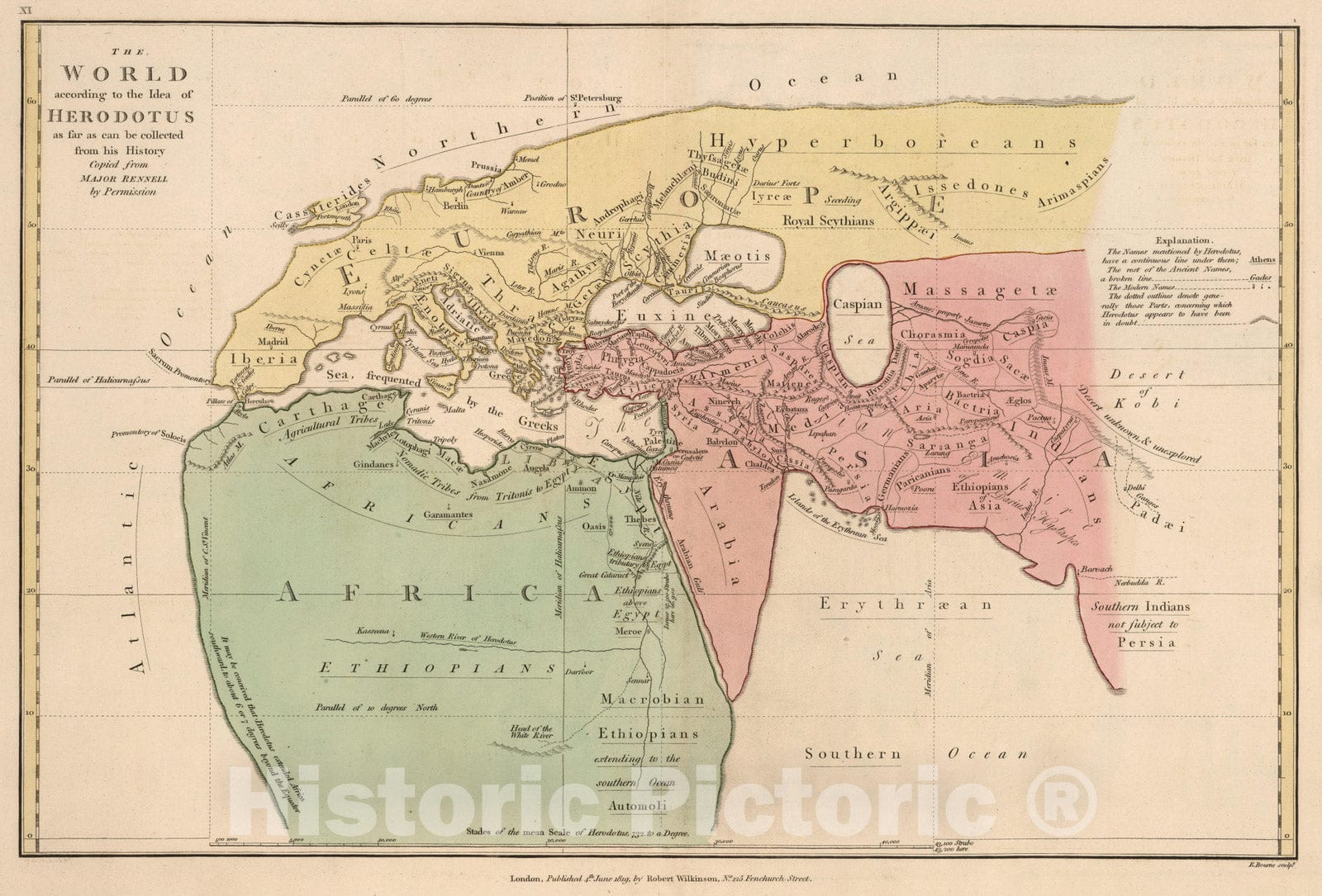 The World According to the Idea of Herodotus, 1819 - Historical Map Print