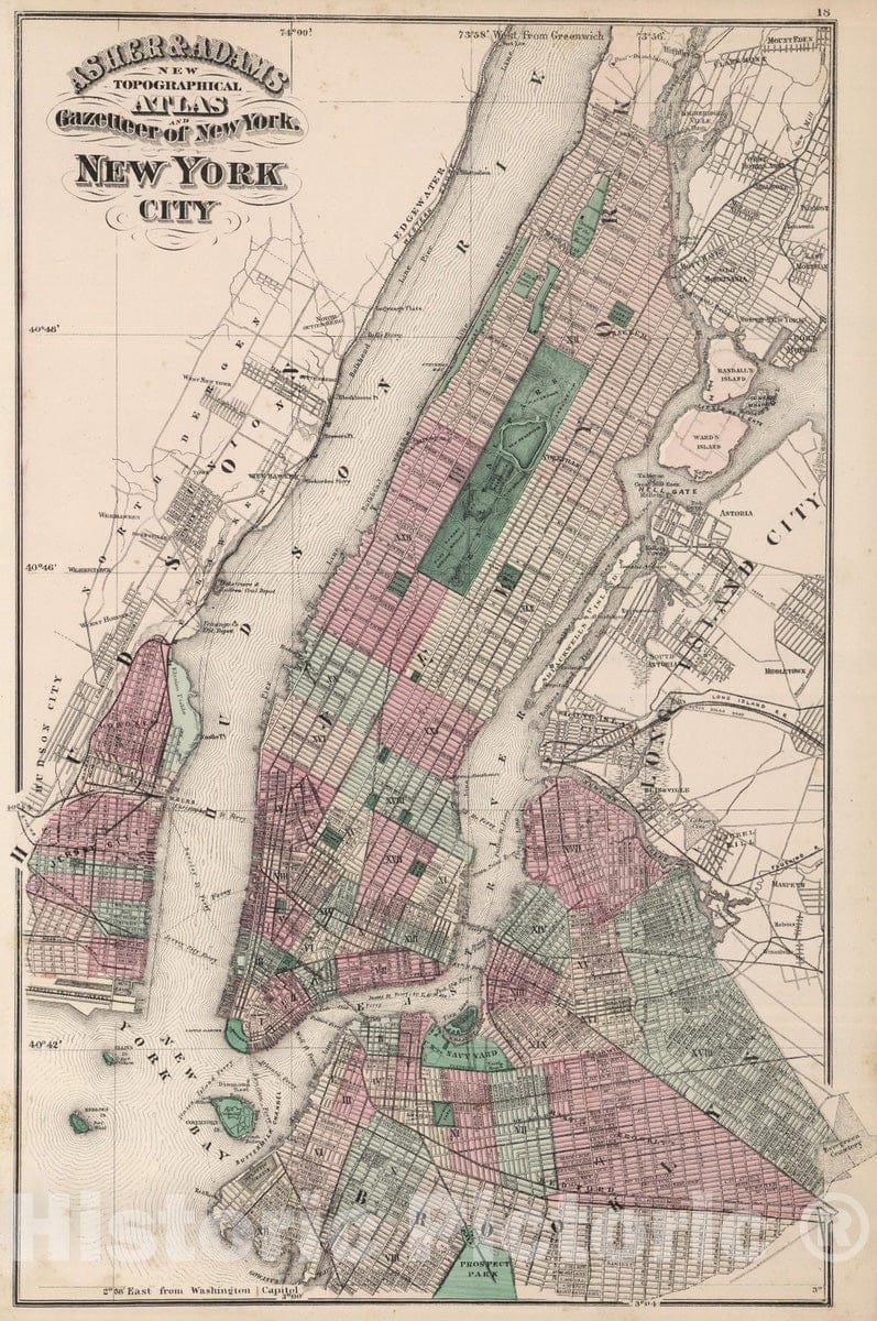 New York City - Railroad Map, 1870 - Historical Map Print