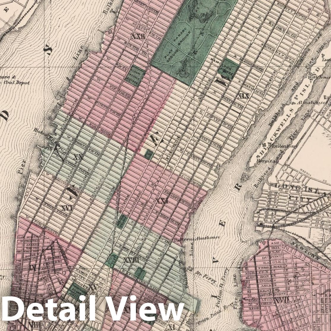 New York City - Railroad Map, 1870 - Historical Map Print