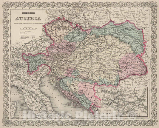 Historic Wall Map : 1886 Austria. - Vintage Wall Art