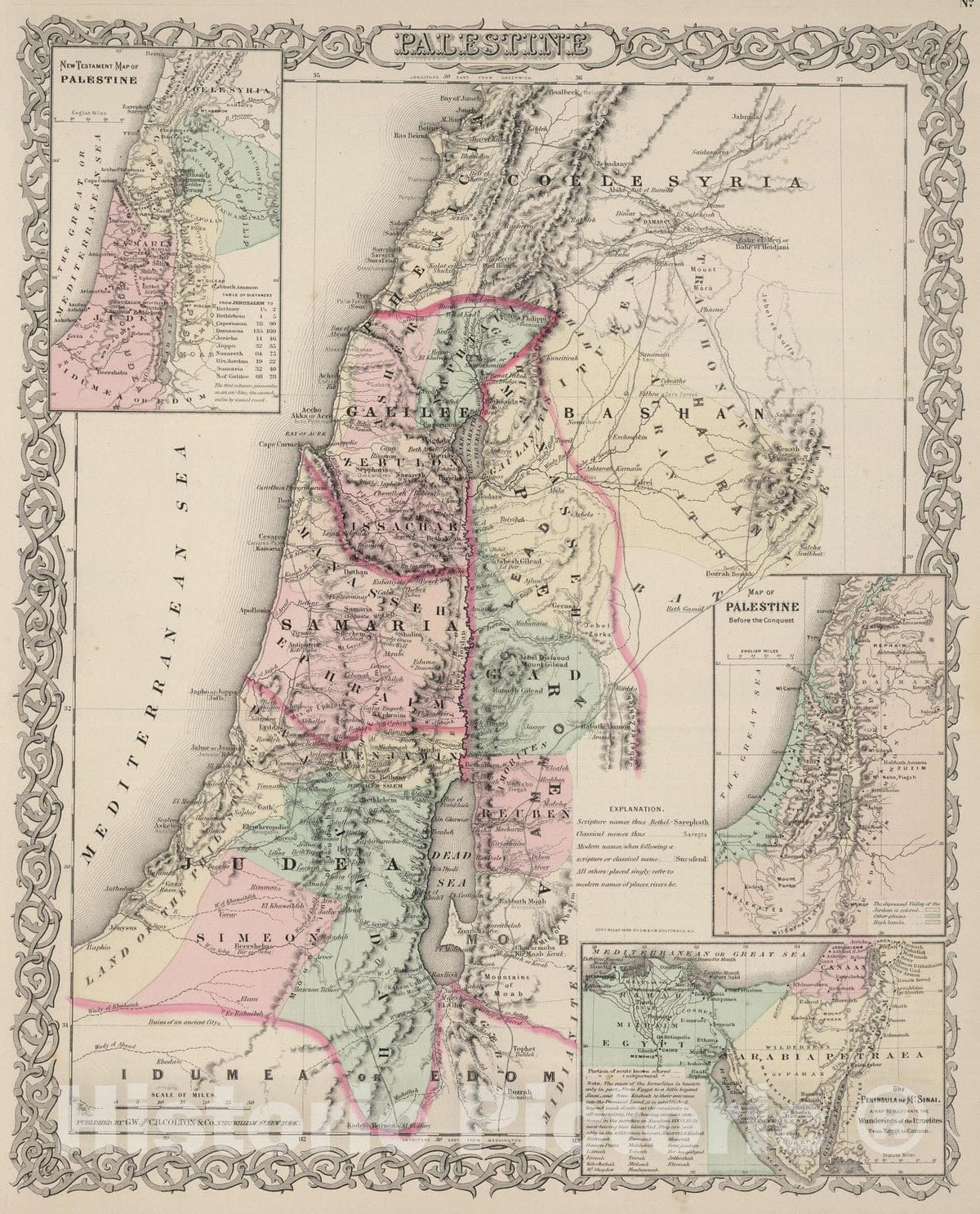 Historic Map : 1886 Palestine - Vintage Wall Art