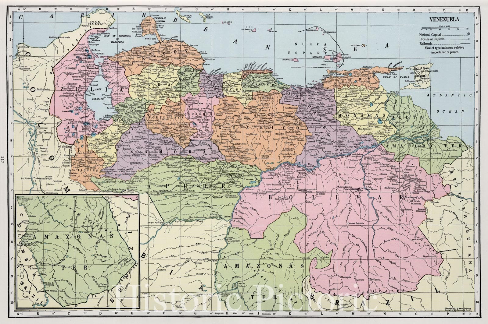 Venezuela - Physical Map, 1948 - Hammond's New World Atlas