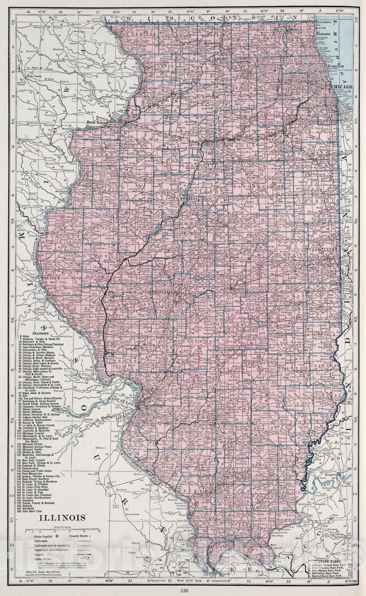 Historic Map : 1948 Illinois. - Vintage Wall Art